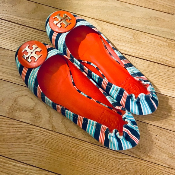 Tory Burch Striped Reva Flats – Preppy Classic - Picture 3 of 5